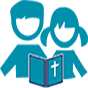 Clipart of two young children reading a bible representing Kids Church at The Church at Koloa.