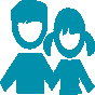 A clipart image of two children representing children are welcome at The Church at Koloa.