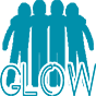 Clipart image with 4 children in the background with the word "GLOW" in the foreground representing the GLOW Ministry at The Church at Koloa.