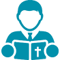 Clipart image of a man reading the bible representing Men's Ministry at The Church at Koloa.